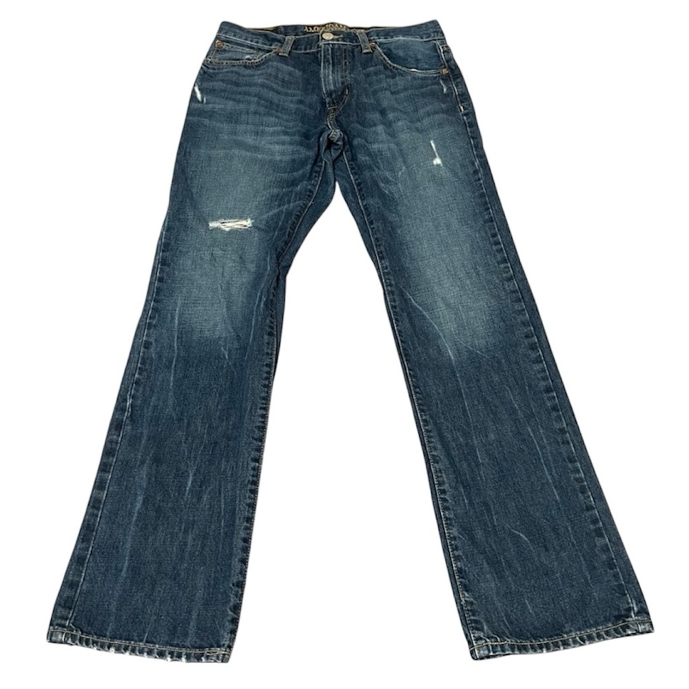 American Eagle EA Original Straight Distressed dark blue jean size 30/34